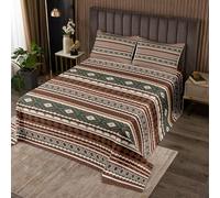 richhome Southwest Native American Design Bedspread for Kids Boys Girls Striped Boho Coverlet Set King Size Southwestern Geometric Quilted Coverlet Tribal Bedroom Decor Breathable Soft 3Pcs