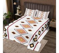 richhome Southwest Native Bedspread Southwestern Geometric Bedspread for Kids Boys Girls Tribal Coverlet Set Brown White Quilted Room 3Pcs Double Size