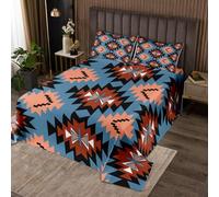 richhome Southwest Native Bedspread Southwestern Geometric Bedspread for Kids Boys Girls Tribal Coverlet Set Brown Blue Quilted Room 2Pcs Single Size