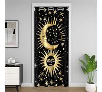 richhome Sun Moon Door Curtain for Doorway Privacy Crescent Moons for Bedroom Sparkling Stars Print Room Divider Curtain 106x203cm Golden Clouds Darkening Blackout Celestial Theme Home Decor