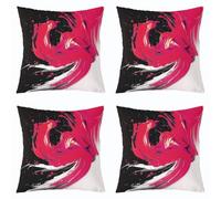 richhome Throw Pillow Covers Set of 4 Black and Hot Pink Decorative Pillowcase Abstract Cushion Covers for Sofa Couch Bed Modern Art Cushion Case Home Decor 40x40cm