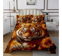 richhome Tiger Sunflower Bedspread Single Size Kids Wild Animal Coverlet Set for Boys Girls Teens Wildlife Butterfly Quilted Coverlet Breathable Safari Cat Print Bedroom Decor