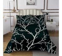 richhome Tree Branch Pattern Bedspread Single Size Kids Tropical Leaves Coverlet Set for Boys Girls Teens Farmhouse Flowers Floral Boho Exotic Dark Green Quilted Coverlet Room Decor