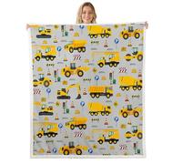 richhome Trucks Excavator Sherpa Blanket Plush Fuzzy Cartoon Construction Car Fleece Throw Blanket Boys Girls Yellow Tractors Print for Bed Couch Chair Living Room Cute Cars Bedroom Decor 40"x50"