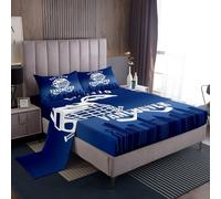 richhome Vancouver Ice Hockey Bed Sheets Set For Kids Boys Girls Double Size Puck Hockey Fitted Sheet Ultra Soft Ice Sports Games Bedding Set Sports Lovers Bedding Collection Sports Theme
