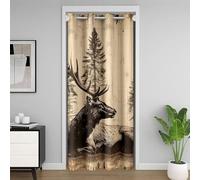 richhome Vintage Brown Door Curtain for Doorway Window 106x203cm Grizzly Deer Print Thermal Insulated Temporary Room Dividers Vintage Forest Wildlife Closet Cover Rustic Farmhouse Decorative Wildlife