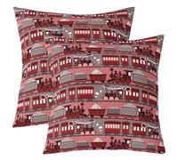 richhome Vintage Train Throw Pillow Covers 50x50cm 1Pcs Kids Red Steam Engine Railway Transportation Cushion Case for Boys Girls Cartoon Retro Vehicle Locomotive Car Decor Pillowcase Home Decor