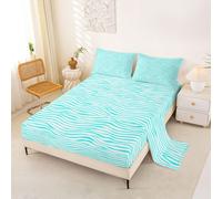 richhome Wave Stripes Bed Sheets Sets King Size Kids Boys Girls Blue Geometric Bedding Set Abstract Zebra Stripe Bed Sheet Set with 16-Inch Deep Pockets Modern Art 4Pcs with 2 Pillow Cases Luxury