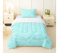 richhome Wave Stripes Bedding Set Soft for Boys Girls, Blue Geometric Duvet Set Single Size Abstract Zebra Stripe Duvet Quilt Microfiber Modern Art Bedroom Decor Luxury 2 Pcs with 1 Pillow Cases
