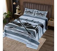 richhome Welcome to The Lake Coverlet Set Double Size Kids Paddle Quilted Coverlet for Boys Girls Teens Lake House Cabin Outdoors Activity Vintage Tree Blue Bedspread Room Decor