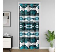 richhome Western Aztec Door Curtain for Doorway Privacy Cowhide Cow Print Retro Fur Closet Cover Boho Rustic Farmhouse Style Room Divider Curtain 106x203cm Exotic Geometric Darkening Blackout Navy
