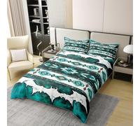 richhome Western Duvet Cover 100% Cotton Super King Size Cowhide Cow Print Vintage Animal Retro Fur Bedding Set Boho Rustic Farmhouse Comforter Cover 3Pcs Exotic Geometric Bedroom Decor Teal
