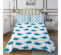 richhome Whale Bedspread Double Size Kids Ocean Life Sea Animal Coverlet Set for Boys Girls Teens Sea Underwater World Quilted Coverlet Aquatic Animal Printed Bedroom Decor