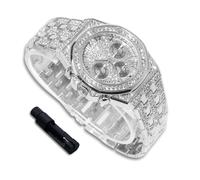 richhut Luxury Diamond Watch for Kids Teen - Iced Out Bling Platinum Plated - 38mm Octagonal Dial Strap 19.5cm - Adjuster Tool Included