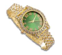richhut Luxury Iced Out Diamond Watch for Kids Teen - Bling 18K Real Gold/Platinum Plated Strap 20cm - 37mm Round Multicolor Dial - Optional with Cuban Chain - Giftbox Included