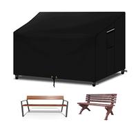RICHIE Bench Covers Waterproof 2 Seater with Air vent, Windproof Anti-UV Tear-proof Heavy-duty 600D Oxford Fabric and PVC Lining, 2 seater Outdoor Bench Cover Sofa Cover (134x66x63/89cm) - Black