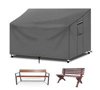 RICHIE Bench Covers Waterproof 3 Seater with Air vent, Windproof Anti-UV Tear-proof Heavy-duty 600D Oxford Fabric and PVC Lining, 3 seater Outdoor Bench Cover Sofa Cover (163x66x63/89cm) - Grey