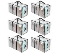 RICHIE Clear Heavy Duty Extra Large Moving Bags with Reinforced Handle and Double Zipper - Waterproof Storage Box with Tag Window - for Christmas Decorations, Moving & Travel, 90L (Clear, 6 Packs)