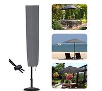 RICHIE Garden Parasol Cover Patio Umbrella Covers for Parasol Fits 2 to 3m Diameter Parasols 153x30x30cm Waterproof Tear Resistant 600D Oxford PVC Coating with Drawstring Cord at Bottom, Grey, NO ZIP…