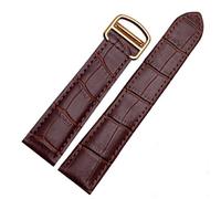 Richie strap]16mm 18mm 20mm Crocodile Skin Pattern Leather Watch Band Strap Buckle for Cartier Tank (18mm, Brown(Gold Buckle))