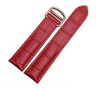 Richie strap]16mm 18mm 20mm Crocodile Skin Pattern Leather Watch Band Strap Buckle for Cartier Tank (20mm, Red(Rose Gold Buckle))