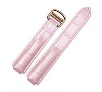 Richie strap]18mm 20mm Crocodile Skin Pattern Leather Watch Band Strap Buckle for Cartier Blue Balloon (18mm, Pink(Gold Buckle))