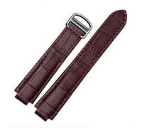 Richie strap]18mm 20mm Crocodile Skin Pattern Leather Watch Band Strap Buckle for Cartier Blue Balloon (20mm, Brown(Silver Buckle))