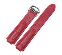 Richie strap]18mm 20mm Crocodile Skin Pattern Leather Watch Band Strap Buckle for Cartier Blue Balloon (20mm, Red(Silver Buckle))