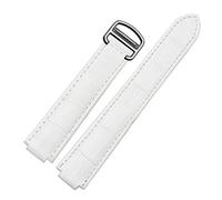 Richie strap]18mm 20mm Crocodile Skin Pattern Leather Watch Band Strap Buckle for Cartier Blue Balloon (20mm, White(Silver Buckle))