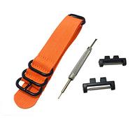 Richie strap] 20mm 5 Ring Nylon Watch Band Strap GMWB5000 Metal Adapters Kit for Casio GShock G-Shock GMW-B5000 (Orange)
