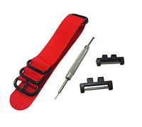 Richie strap] 20mm 5 Ring Nylon Watch Band Strap GMWB5000 Metal Adapters Kit for Casio GShock G-Shock GMW-B5000 (Red)