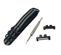 Richie strap] 20mm 5 Ring Nylon Watch Band Strap GMWB5000 Metal Adapters Kit for Casio GShock G-Shock GMW-B5000 (Black Gray)