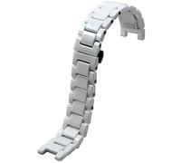 Richie strap]20mm Men Watch Strap Ceramics Bracele Buckle Black/White Band Fit for Pasha De Cartier (White)