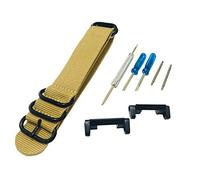 Richie strap] 22mm 5 Ring Nylon Watch Band Strap GSteel Metal Adapters Kit for Casio GShock G-Steel Models GST100 GSTB100 GST300 GST400 GST410 GSTW120L GSTW310 (Khaki)