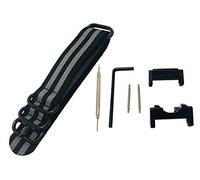 Richie strap] 22mm 5 Ring Nylon Watch Band Strap GWG1000 Metal Adapters Kit for Casio GShock G-Shock GWG-1000 (Black Gray)