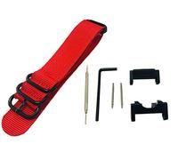 Richie strap] 22mm 5 Ring Nylon Watch Band Strap GWG1000 Metal Adapters Kit for Casio GShock G-Shock GWG-1000 (Red)