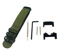 Richie strap] 22mm 5 Ring Nylon Watch Band Strap GWG1000 Metal Adapters Kit for Casio GShock G-Shock GWG-1000 (Green)