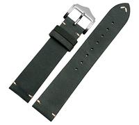 Richie strap]Classic Vintage Leather Watch Band Strap Fits for Omega or Rolex 5513 1675 6542 1680 1803 Submariner GMT (22mm, Gray Green)