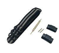 Richie strap] Loop Replacement 22mm Nylon Watch Strap Sports Woven Wristband Metal Adapters Kit for Casio GShock PRW-6000 6100 3000 3100 (Black Gray)