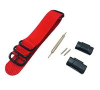 Richie strap] Loop Replacement 22mm Nylon Watch Strap Sports Woven Wristband Metal Adapters Kit for Casio GShock PRW-6000 6100 3000 3100 (Red)