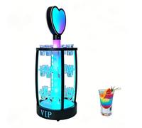richigblosmum Color-Changing LED Shot Glass Stand, Multi-Level Iron Bar Display, Glowing Party Cup Holder for Wine, Champagne, Home Bar, and KTV Entertainment 24holes