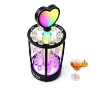 richigblosmum LED Cocktail Shot Glass Holder | Multi-Layer Iron Bar Rack for Wine, Champagne | One-Piece Cup Display | Rechargeable Glow Party Decor for KTV & Home 24holes