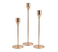 Richkot Gold Candle Holders, Metal Candle Stand Holder Vintage Candlestick Holders for Valentine's Day, Wedding, Party,Candlelight Dinner, Living Room (Gold-3)