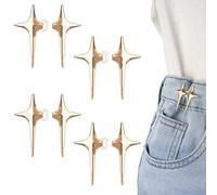 RichLuck 4 Pairs Jean Buttons for Loose Jeans, Star Waistband Tightener, Adjustable Waist Buckle Extender, Reusable Waist Tightener for Trousers No Sew Buttons Pins for Jeans(Golden)