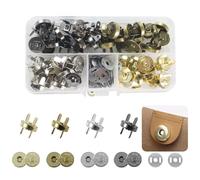 RichLuck 40 Sets Magnetic Snap Fasteners Snap Clasps 14mm Metal Snap Buttons Fastener Kit No Sewing Magnetic Clasps for Bags, Purses, Leather (4 Colors)
