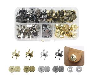 RichLuck 40 Sets Magnetic Snap Fasteners Snap Clasps 14mm Metal Snap Buttons Fastener Kit No Sewing Magnetic Clasps for Bags, Purses, Leather (4 Colors)