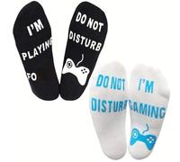 RichMoho Do Not Disturb I'm Gaming Funny Cotton Loop Socks Great Gift For Gamers 2 Pairs
