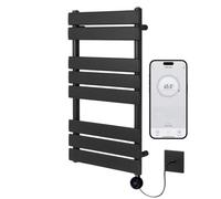 Richmond Black WiFi Electric Heated Towel Rail 400mm W x 800mm H | Smart WiFi Controlled, Flat Design, 7 Day Programming, App Compatibility, Wall Mounted