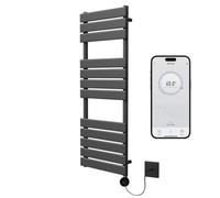 Richmond Black WiFi Electric Heated Towel Rail 500mm W x 1200mm H | Smart WiFi Controlled, Flat Design, 7 Day Programming, App Compatibility, Wall Mounted