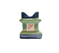 Richmond Bonsai Tulsi Planter - Handmade Hand painted Ceramic Pot (Green and Dark Blue, Small)